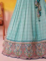 indian turquoise blue wedding lehenga choli with dupatta