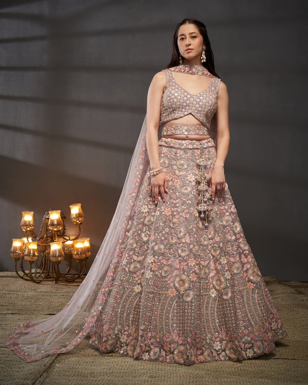 Pastel Floral Embroidered Lehenga Choli