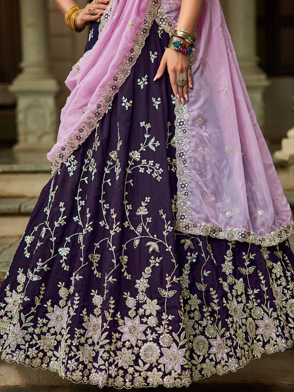 Magenta Organza Lehenga Choli for Bridal