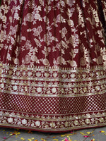 maroon party wear dola silk lehenga choli