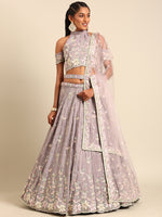 premium purple sequence work lehenga choli for bride