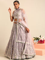 premium purple sequence work lehenga choli for bride