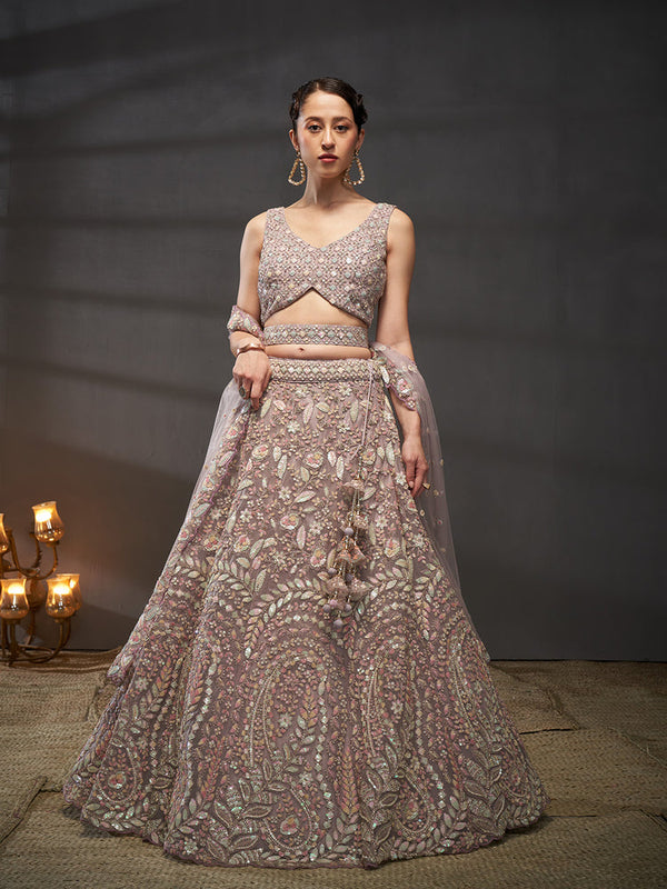 Mauve Designer Lehenga Choli for Bridal