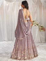 mauve sequin embroidered georgette lehenga