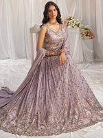 mauve sequin embroidered georgette lehenga