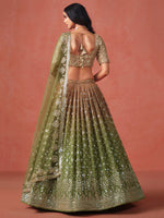 Mehendi Green Georgette Lehenga Choli For Wedding