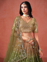 Mehendi Green Georgette Lehenga Choli For Wedding