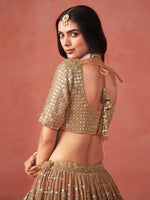 Mehendi Green Georgette Lehenga Choli For Wedding