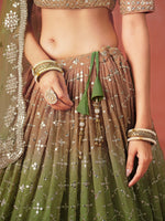 Mehendi Green Georgette Lehenga Choli For Wedding