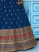 morpeach teal festive lehenga choli with sequined embroidery