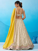 mustard tissue sequins embroidered semi-stitched lehenga set
