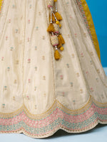 mustard tissue sequins embroidered semi-stitched lehenga set