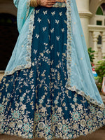 navy blue indian bridal lehenga choli for women