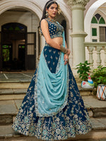 navy blue designer ethnic lehenga for festive occasions
