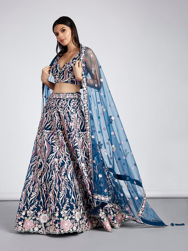 Navyblue Bridal Wear Lehenga Choli