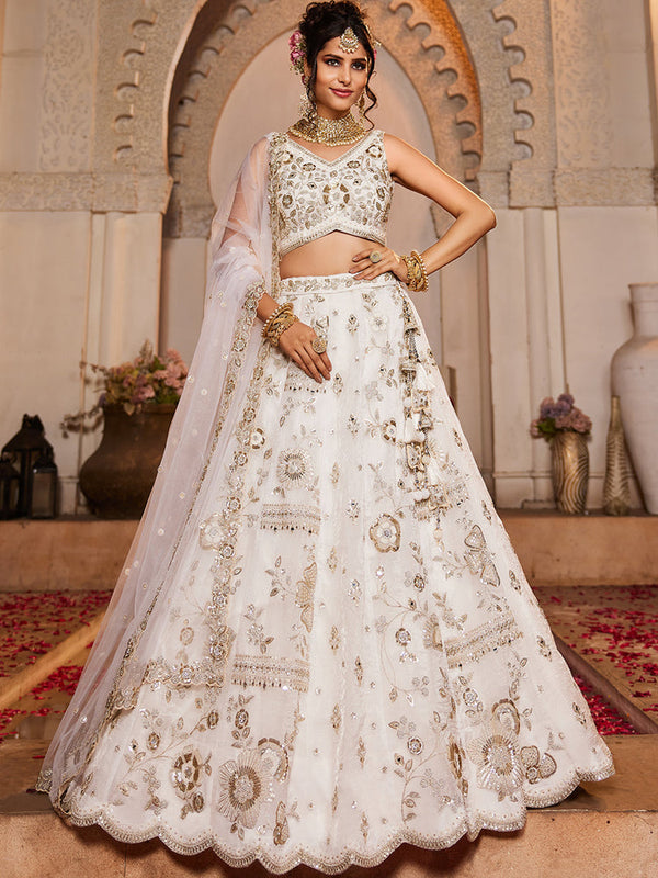Off White Bridal Wear Lehenga Choli