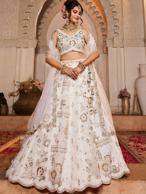 Off White Bridal Wear Lehenga Choli