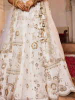 off white designer tissue lehenga with embroidery