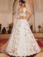 off white designer tissue lehenga with embroidery