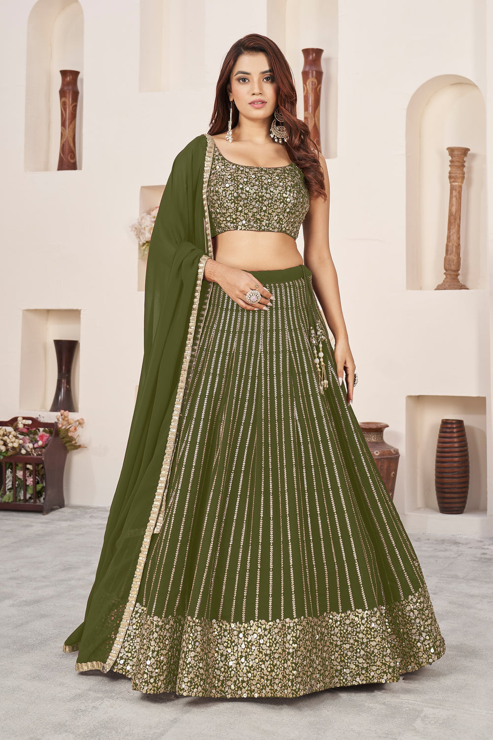 Designer Sequins Georgette Lehenga Choli Party Wear