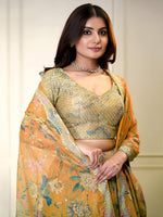 Organza Lehenga Choli with Floral Embroidery