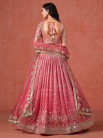 Peach Sequins Wedding Lehenga Choli For Women