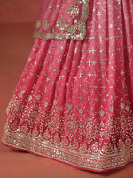 Peach Sequins Wedding Lehenga Choli For Women