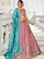 pink reception wear embroidered lehenga choli