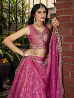 pink dola silk embroidered lehenga choli