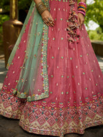 pink ethnic bridal outfit with heavy embroidery work