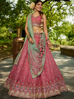 embroidered pink lehenga choli for wedding and reception