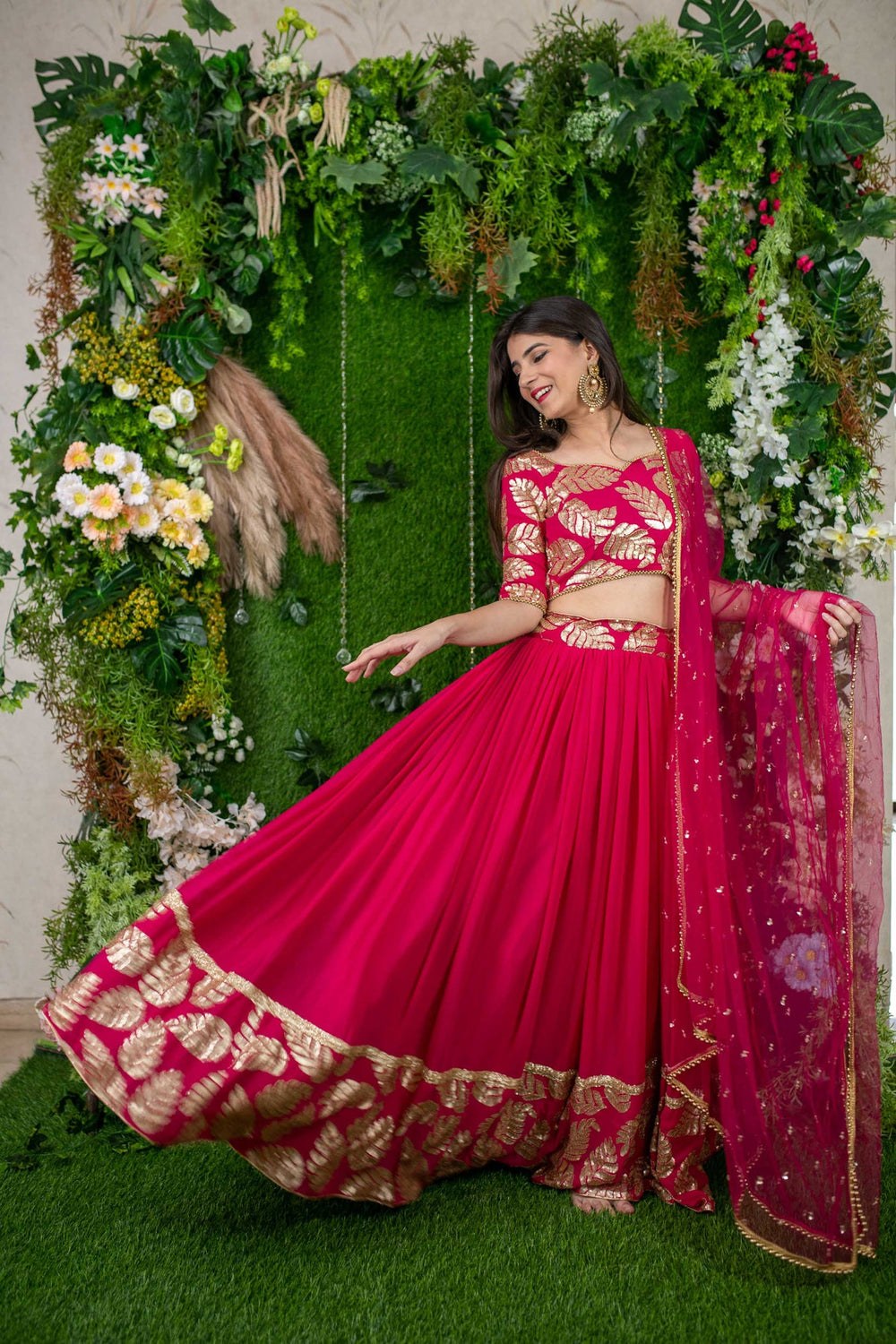 Pink Georgette Lehenga Choli For Wedding