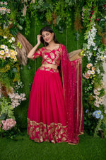 Pink Georgette Lehenga Choli For Wedding