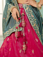 pink reception wear silk lehenga with dupatta