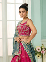 pink reception wear silk lehenga with dupatta