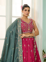 pink reception wear silk lehenga with dupatta