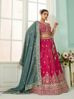pink reception wear silk lehenga with dupatta