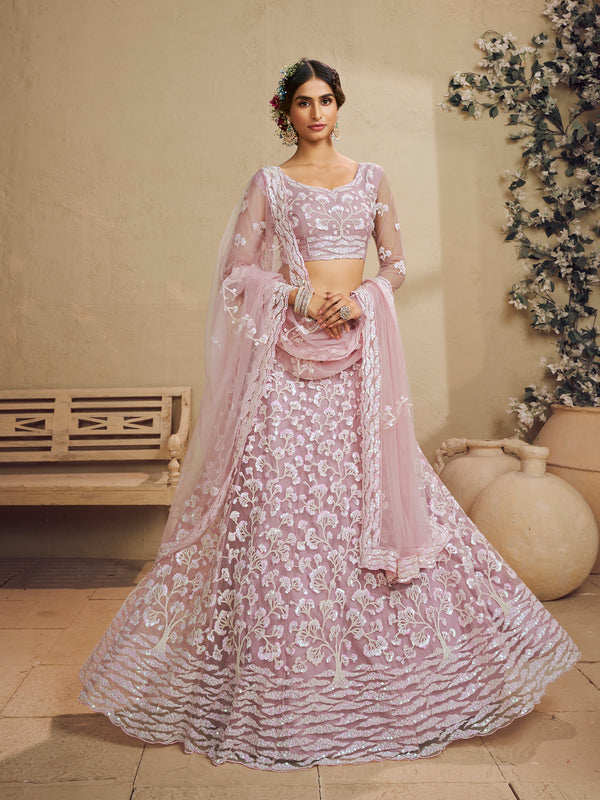 Pink Lehenga Choli - Embroidered Indian Wedding Wear