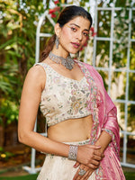 pink bridal tissue lehenga choli with dupatta