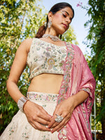 elegant pink tissue lehenga choli for bridal wear