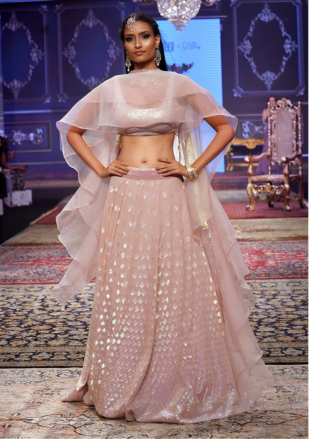 Trendy Pink Georgette Lehenga Choli