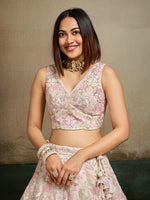 pink luxury wedding lehenga choli for women in net fabric