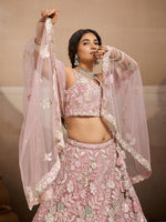 pink traditional bridal lehenga choli with embroidered dupatta