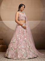 pink embroidered party wear lehenga choli for women