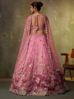 pink semi stitched bridal lehenga with unstitched blouse
