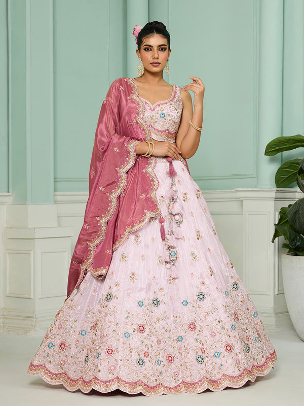 Pink Ethnic Bridal Wear Lehenga Choli