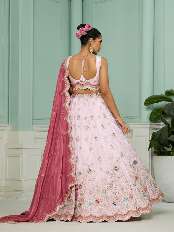 Pink Ethnic Bridal Wear Lehenga Choli