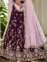 burgundy bridal lehenga with sequins embroidery and dupatta