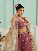 purple georgette indian wedding lehenga outfit