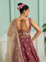elegant purple bridal lehenga with sequins embroidery